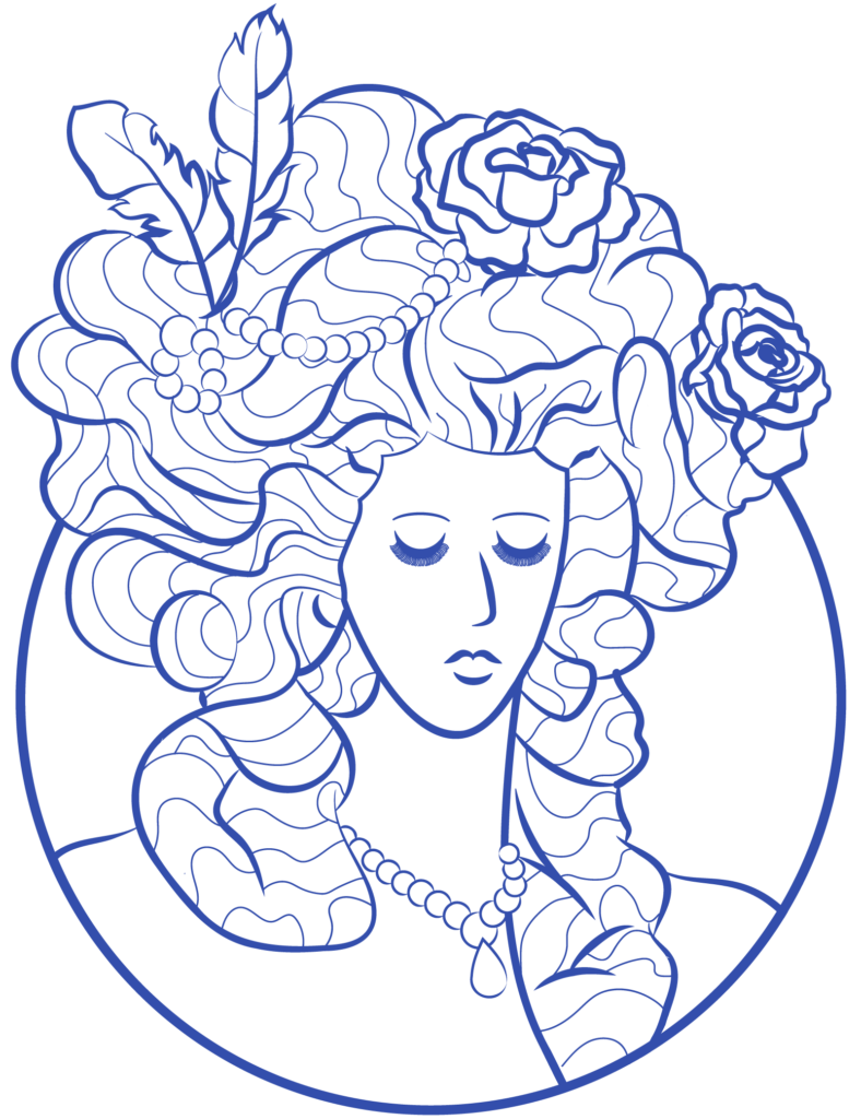 Illustration of woman with flowers in her hair